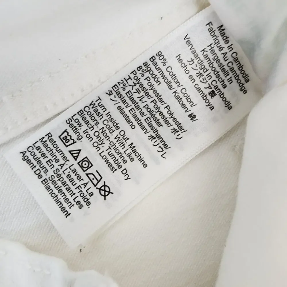 J. Crew Skinny Flare Jean Signature Stretch White Denim Perfecting Pockets 25